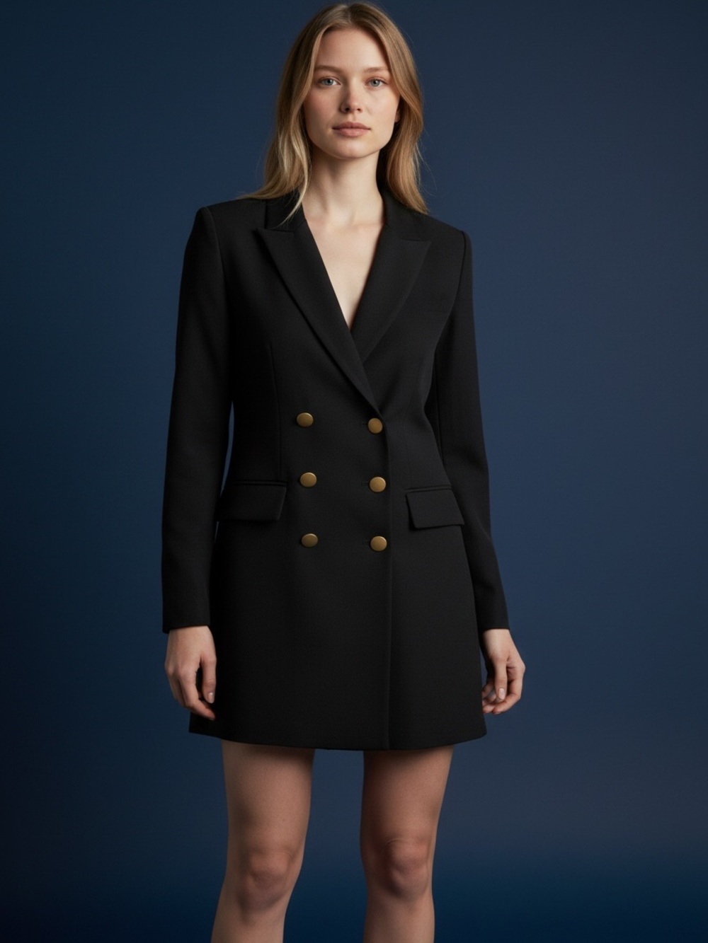 ❤️ Free People Black Double Breasted Blazer Dress